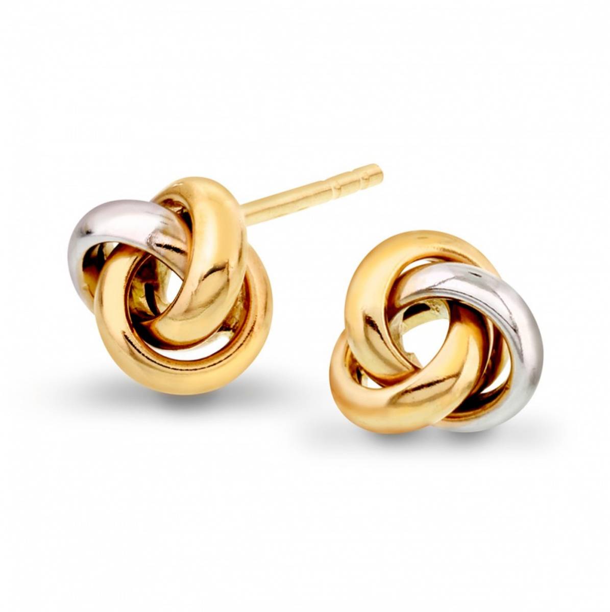 Ørepynt knute hvit/gult gull