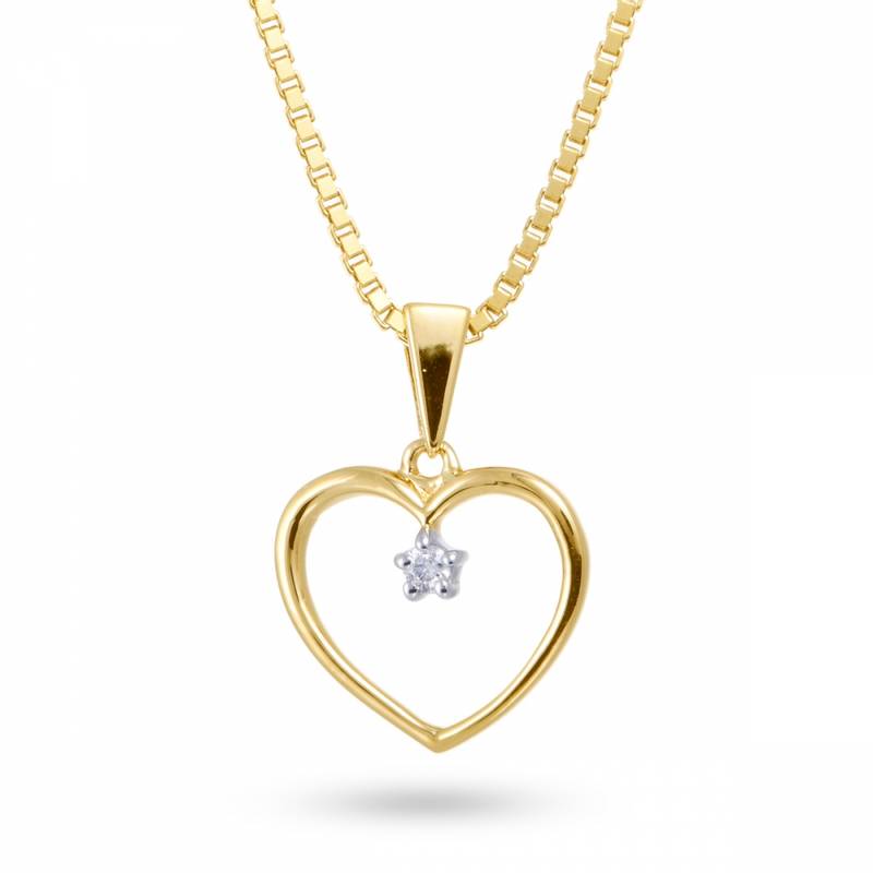 Gull anheng, hjerte med diamant