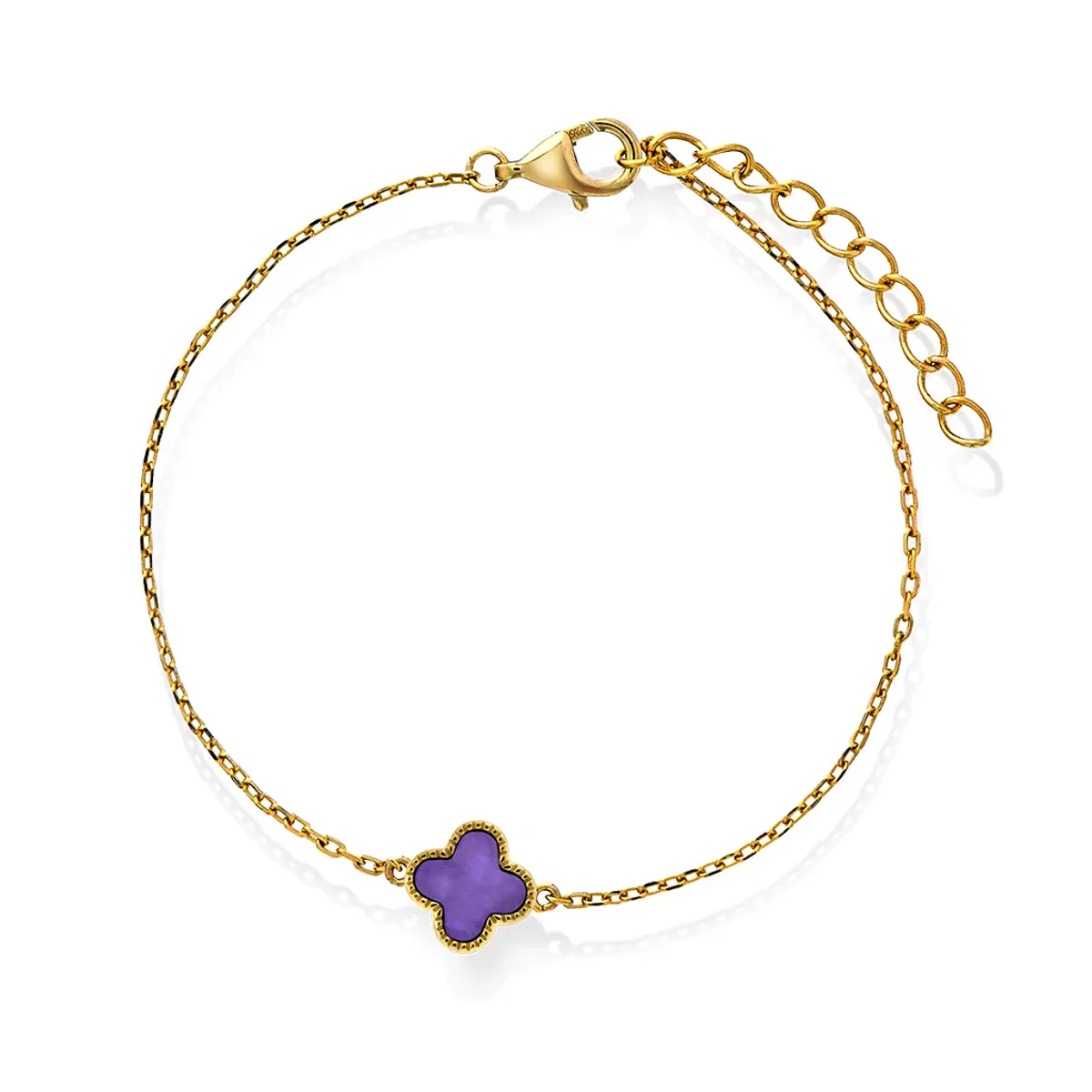 Kløverarmbånd med lilla perlemor