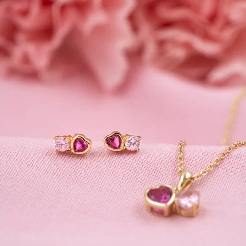 Øredobber i sølv med rosa zirkonia