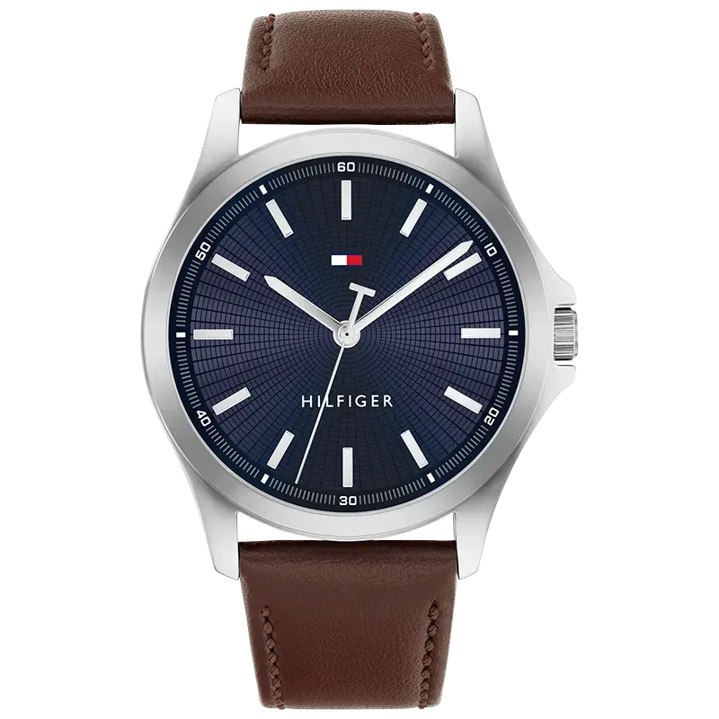 Tommy Hilfiger brun reim og blå skive