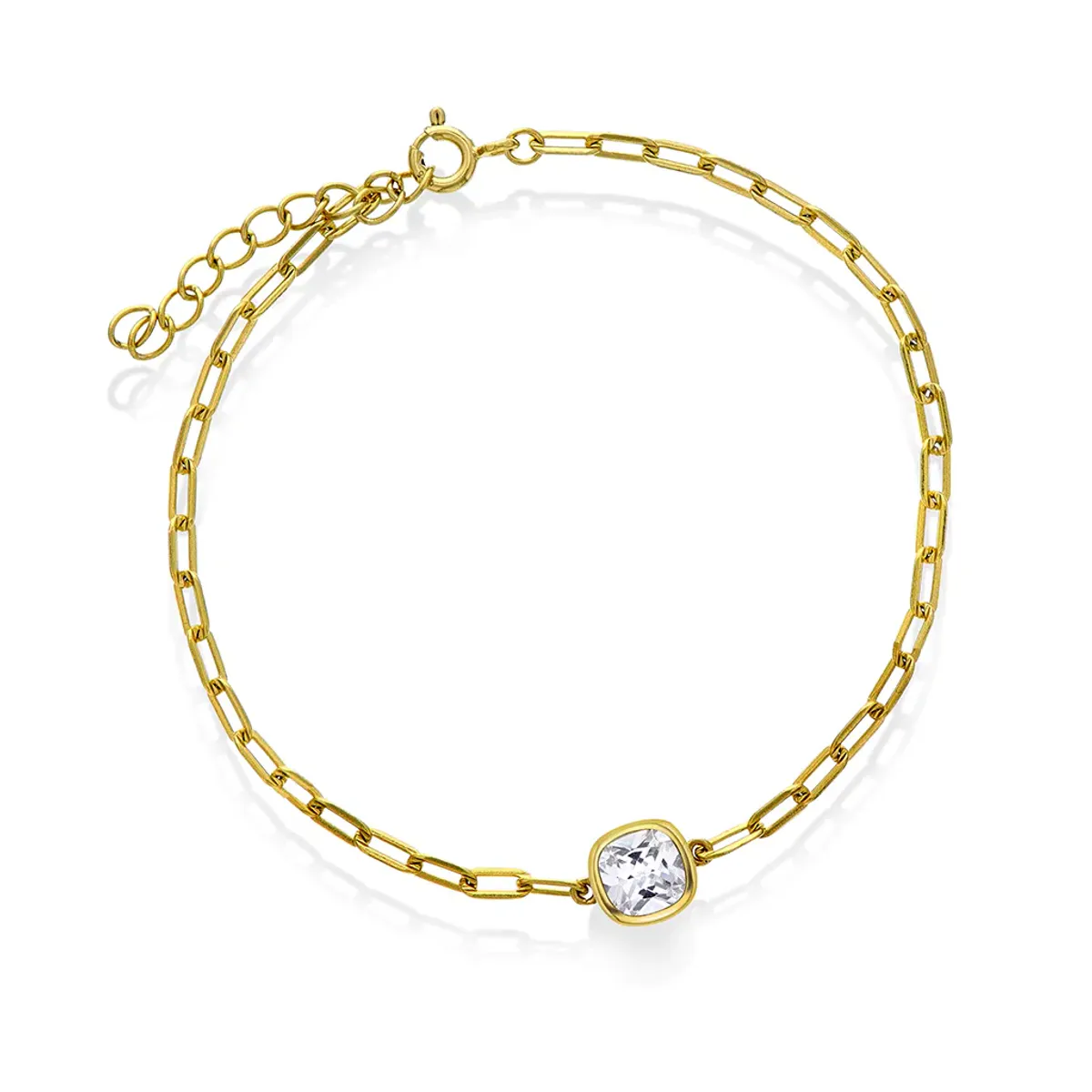 Nora Mørk armbånd i forgylt sølv med hvit sten