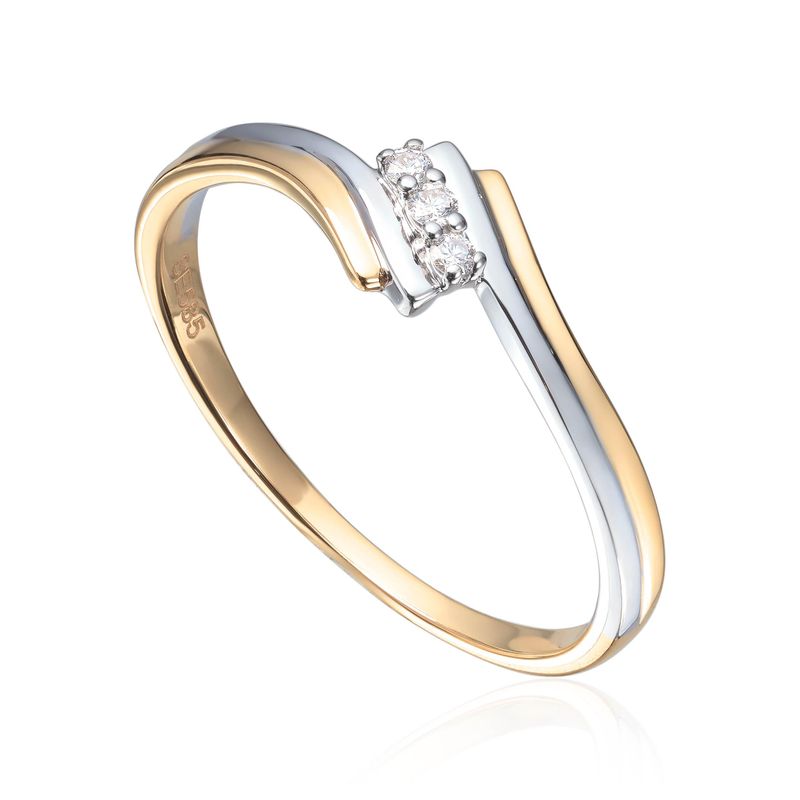 Ring i 2-farget gull med diamanter 0,03ct