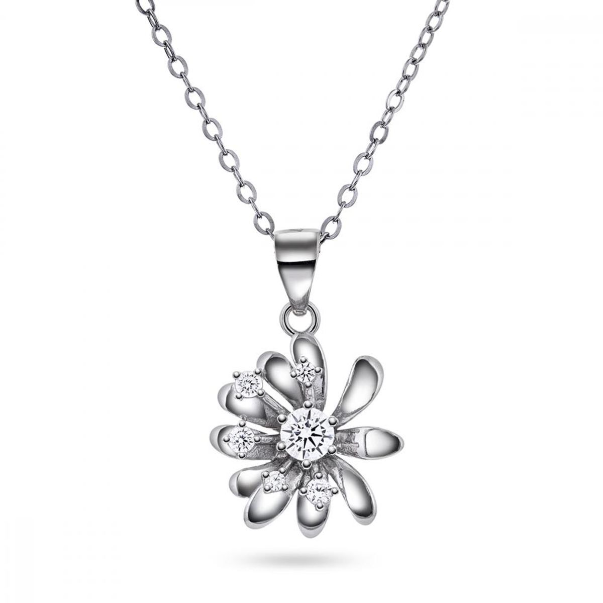 Blomster smykke i rhodinert sølv 